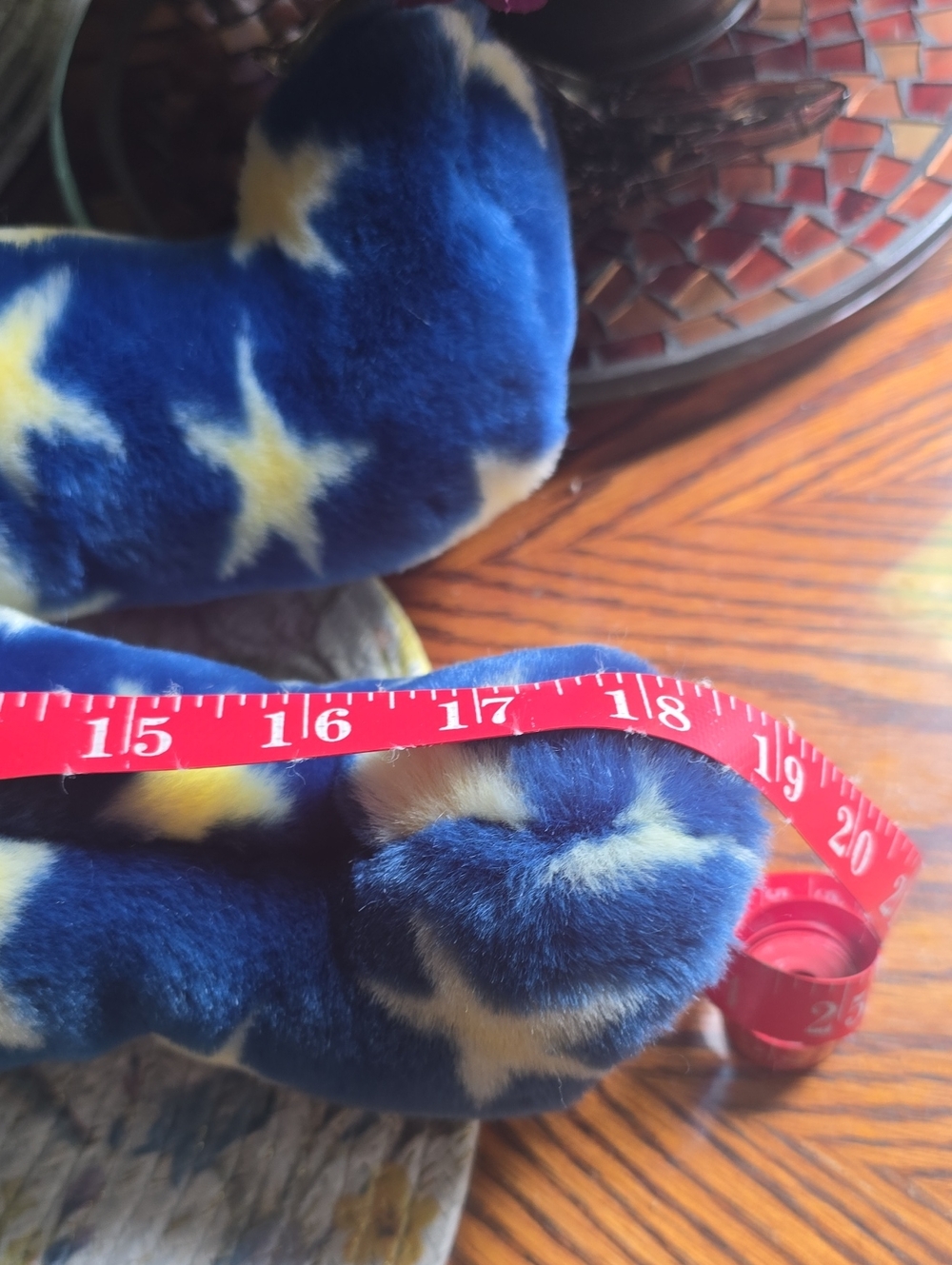 Vintage Mary Meyer 1999 Starbright Blue Bear With Gold Stars and Gold Ribbon Bow - Picture 5 of 6